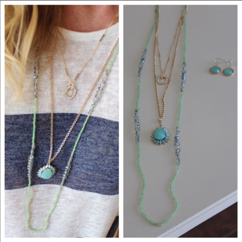 Mint Acrylic Ornate Link Chain Necklace